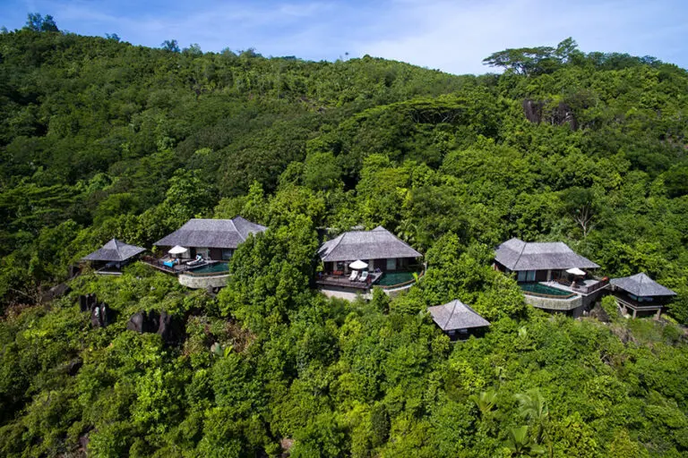Aerial view of the villas.