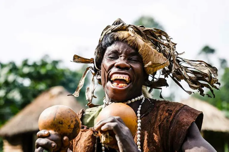 Cultural interaction with the Batwa tribe Sanctuary Gorilla Forest Camp.