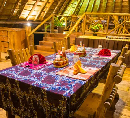 Enjoy fresh, local cuisine in the dining area. 