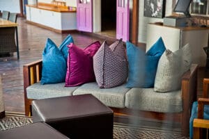 Pops of colour in the lounge.
