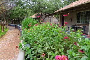 Each chalet has its own small vegetable and herb garden, and private patio from which to enjoy the picturesque surroundings.