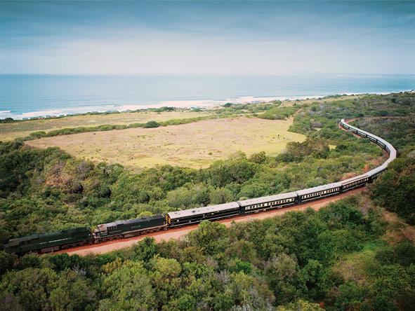 Indian Ocean views appear as the train winds its way down onto the KwaZulu-Natal’s coast.