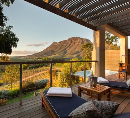 Loungers on your veranda at Delaire Graff Estate. 