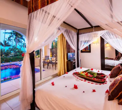 Honeymooners will love all the romantic details of this dreamy tropical resort.