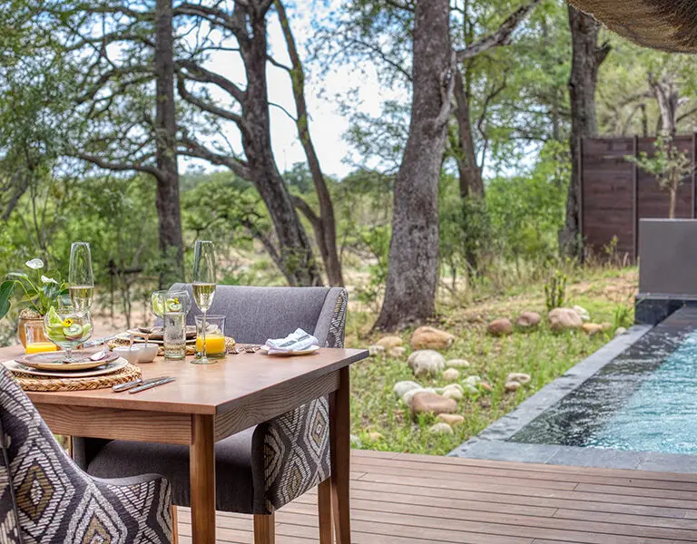 A private dining setup on your suite deck. 
