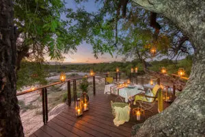 A romantic dinner on the lookout deck.