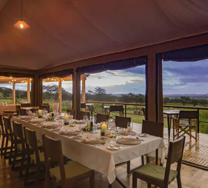 Dining indoors or outdoors.