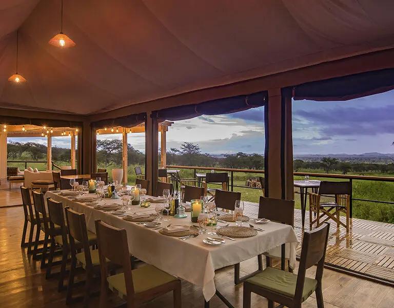 Dining indoors or outdoors.