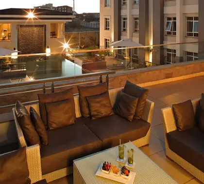 Enjoy a drink in the outdoor lounge.