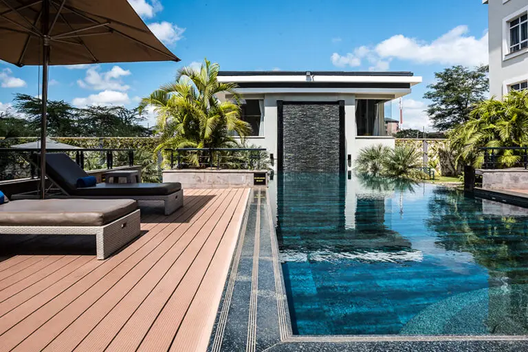 Escape the heat by the swimming pool.