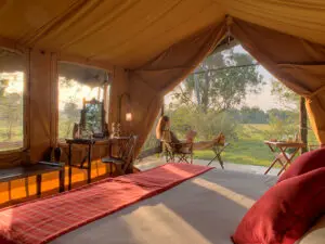 Elephant Pepper's tents enjoy panoramic views of the Mara plains from their shaded verandah.