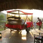 Beds can be wheeled out into the open, or under the cover of thatched roofs.
