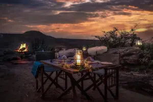 Tranquil evenings can be spent dining with beautiful views of the surrounding hills.
