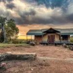 El exterior de su tienda en el Campamento de Migración del Serengeti.