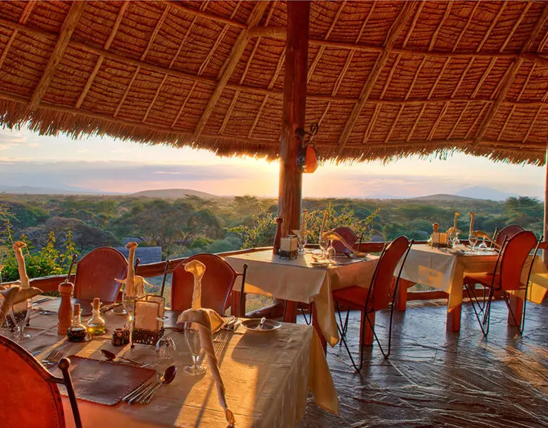 Sunset dining at Tortilis Camp. 