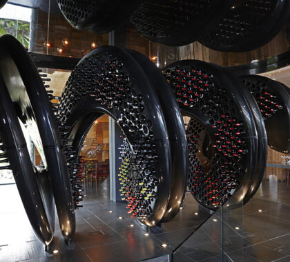 Ellerman House's sculptural wine cellar holds over 7000 bottles. 
