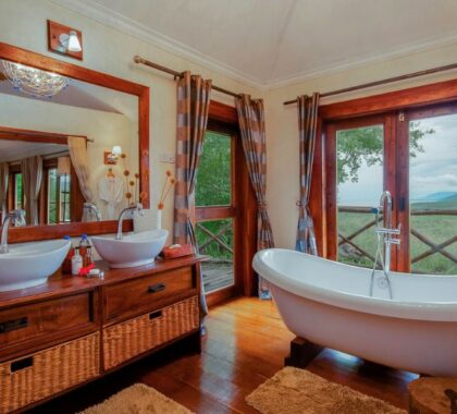 Escarpment Luxury Lodge, bathroom with a view.