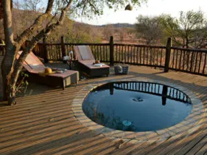 Each private suite has the luxury of its own plunge pool, private deck and comfortable loungers.

