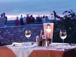 Enjoy a relaxed dinner at the restaurant, or enjoy a walk along the main deck and marvel at the view.