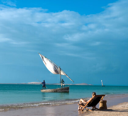 White-sailed fishing dhows add an exotic dash to the ingredients of your Mozambique experience