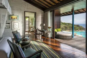 View from the suite at Four Seasons Resort Seychelles.