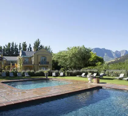 Two swimming pools and exceptional views at Franschhoek Country House.