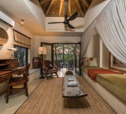 Sabi Sabi Bush Lodge showcases a vibrant blend of African furniture and decor.