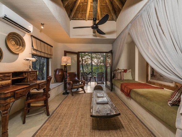 Sabi Sabi Bush Lodge showcases a vibrant blend of African furniture and decor.