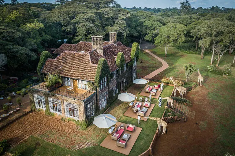 Aerial view of the Giraffe Manor.