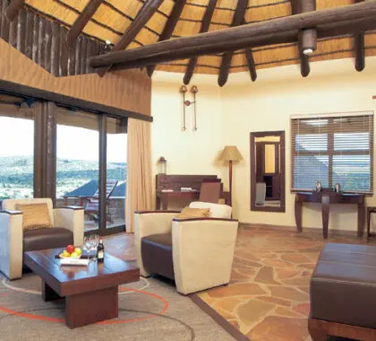 Stroll out onto your private timber deck for a cooling desert breeze.