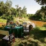 Enjoy a meal in the bush overlooking the Mara River.