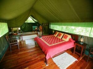 Accommodation comes in the form of 8 private, spacious tents, furnished with tasteful handmade furniture.