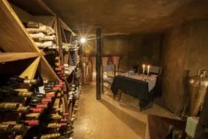 Selinda Camp wine cellar.