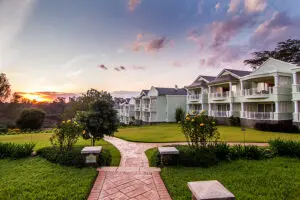 Hemingways Hotel's walkways and manicured gardens. 