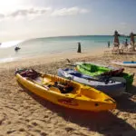 Go swimming, kayaking, snorkelling or windsurfing in the calm, reef-protected water.