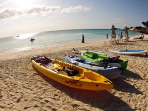 Go swimming, kayaking, snorkelling or windsurfing in the calm, reef-protected water.