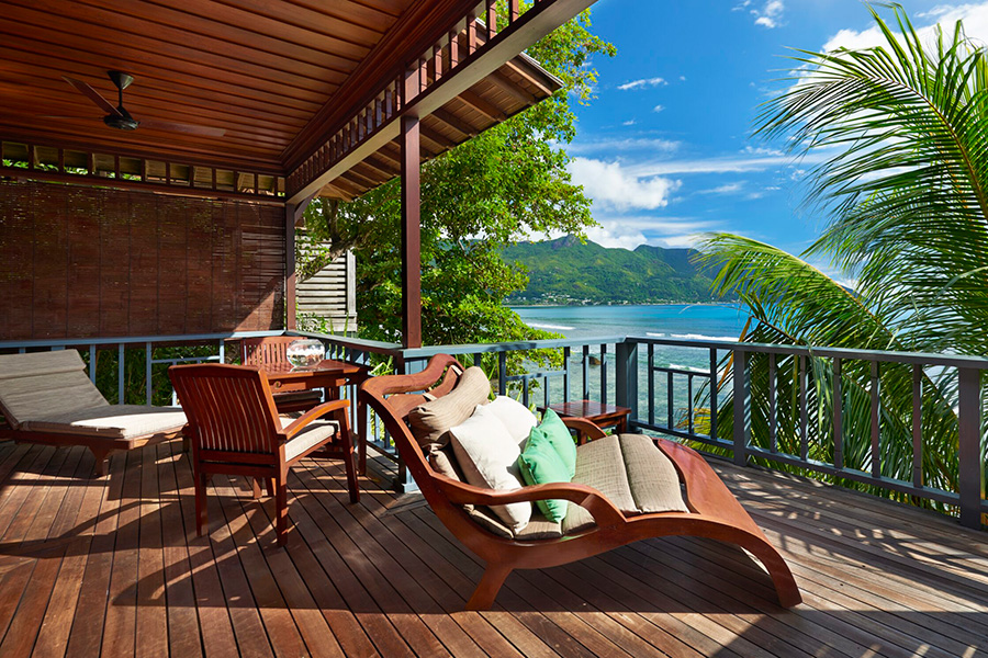 An Oceanfront Villa veranda - inviting and serene.