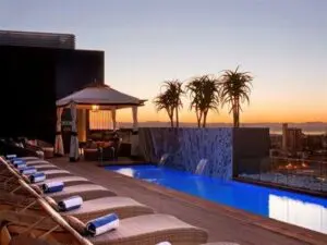 From the roof top pool you have a stunning view over the city of Windhoek
