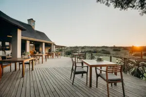 The outside deck at Hlosi, the perfect spot for an armchair safari. 