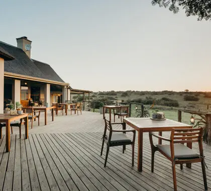 The outside deck at Hlosi, the perfect spot for an armchair safari. 