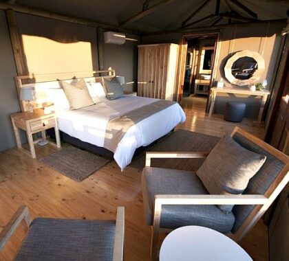 Tented family suites have two bedrooms that are adjoined by a full en suite bathroom.
