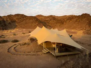 An ideal honeymoon destination, Hoanib Camp is surrounded by nothing except stunning, natural beauty.