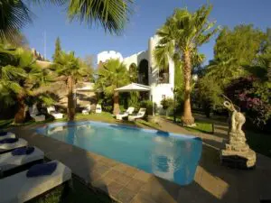 Have a swim in the pool which is heated in winter and nestled in the established gardens
