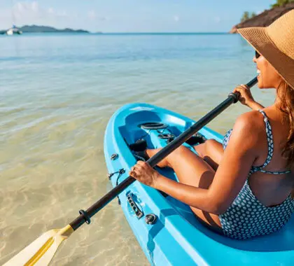 Kayaking is both a relaxing and active experience which can be enjoyed by guests of all ages.
