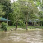 El campamento está situado en una región apartada a orillas del río Ntungwe.