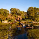 Set on an island and surrounded year-round by water.