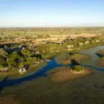 Jao Camp, set on a permanent channel in the Okavango Delta.