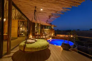 The expansive deck of your Jao Camp Villa. 