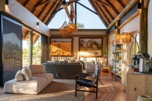 The tall thatched roof keeps the lodge cool during the day, letting in plenty of natural light. 