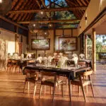 The indoor dining area.
